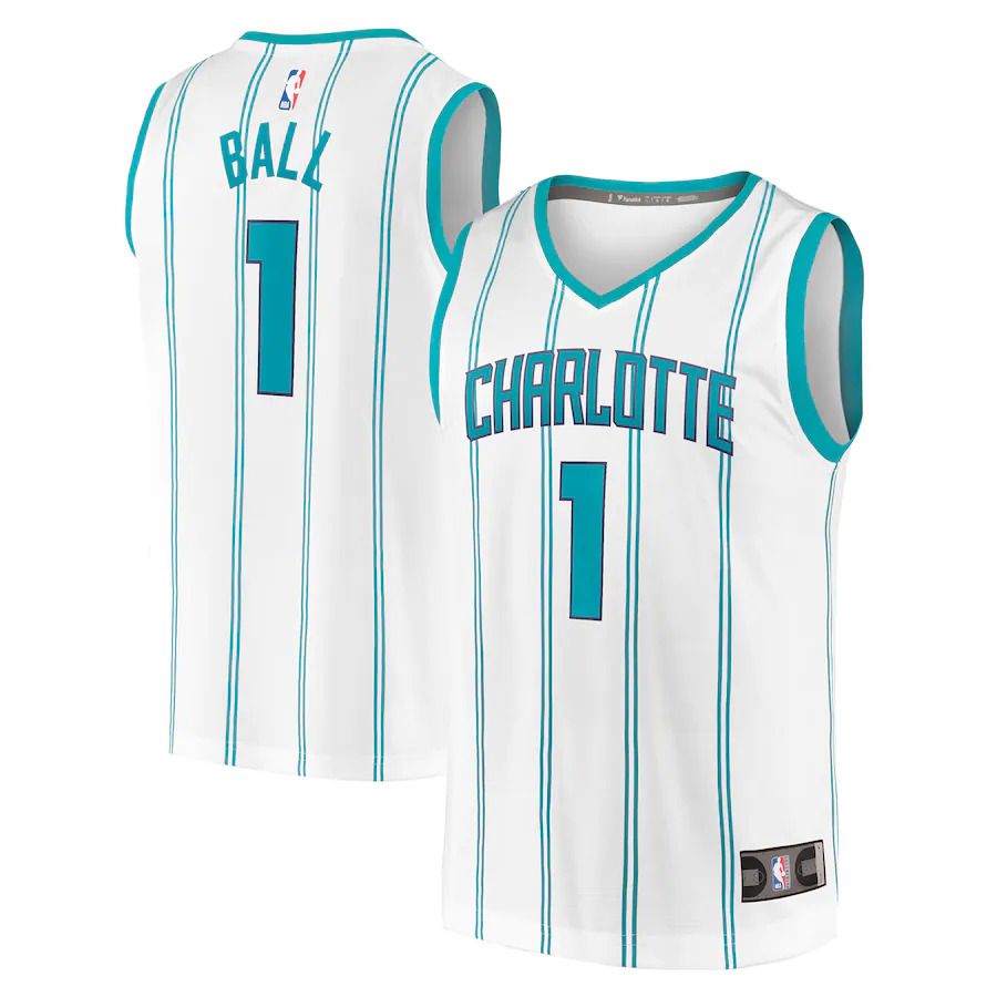 Men Charlotte Hornets 1 LaMelo Ball Fanatics Branded White 2022-23 Fast Break Replica NBA Jersey